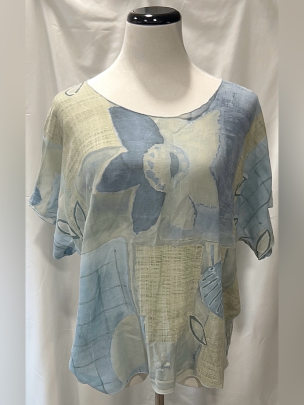 Linda Lundström x Tilley Endurables Women Plus 2XL Blue Abstract Print Tunic Top